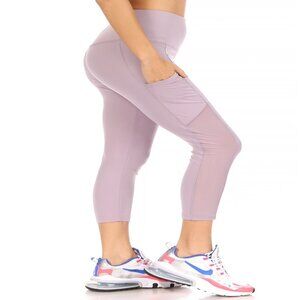 Women Tummy Control Sculpting Cropped Activewear Yoga Leggings w/Pockets Mauve